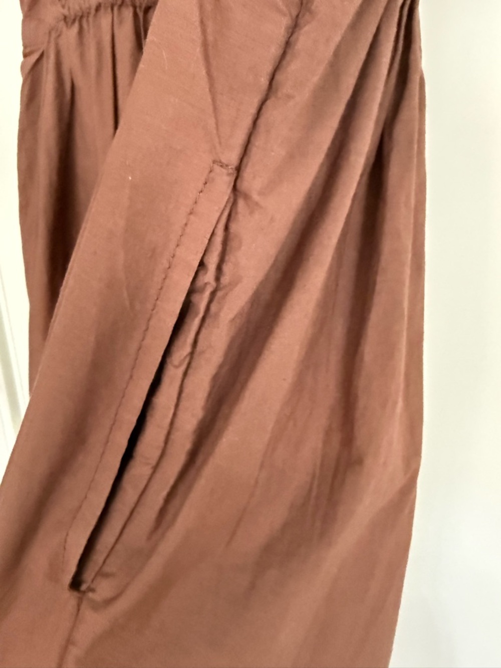 Anthropologie Somerset Brown Maxi Dress with Green & White Embroidery Size XS - Picture 3 of 11